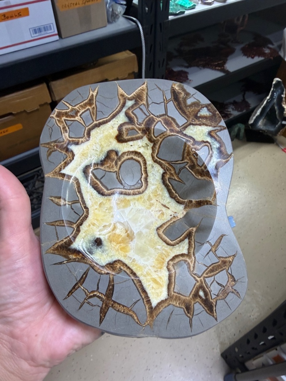 Resin Art Geode Decorative Tray - Gray, Brown, Cream